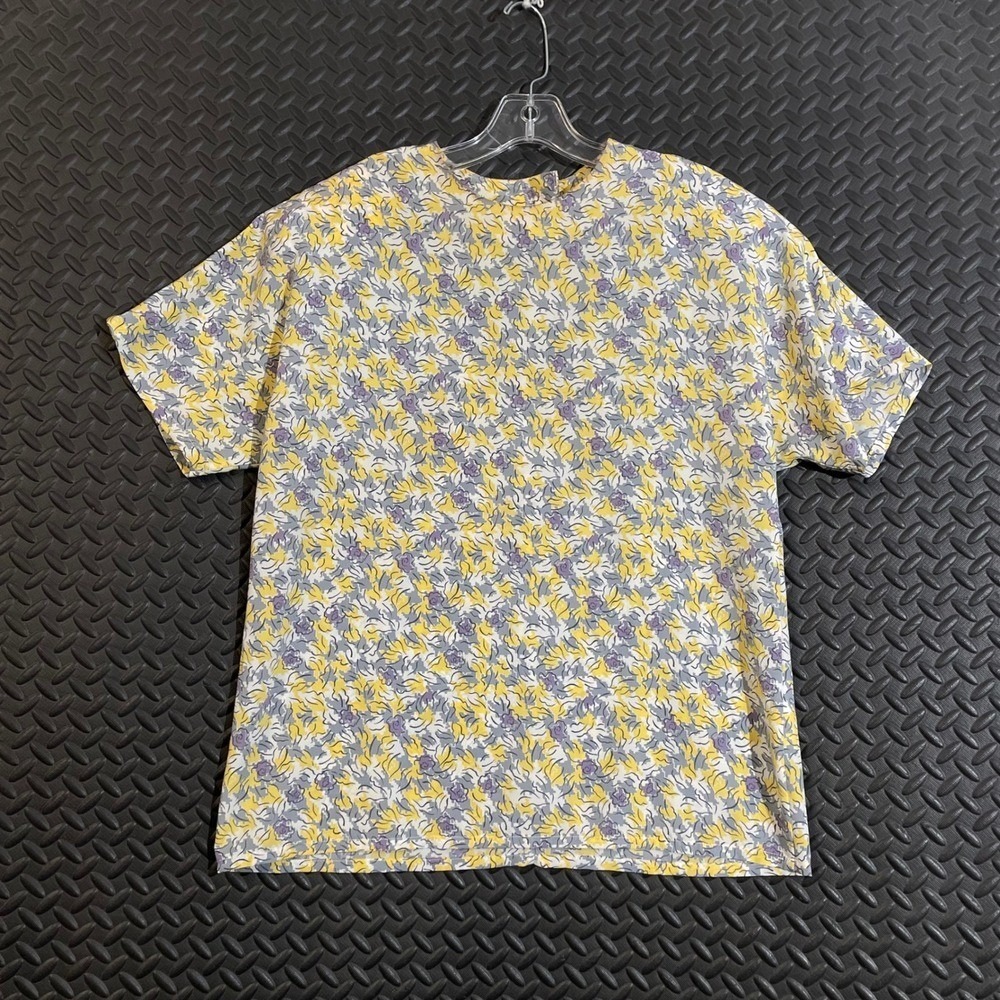 Country Sophisticates Pendleton Vintage Floral Blouse Yellow Purple Grey Sz 12